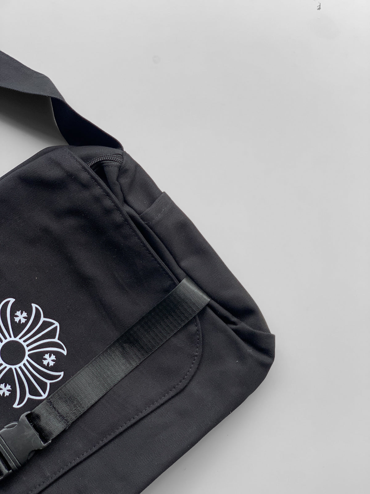 black nylon messenger bag