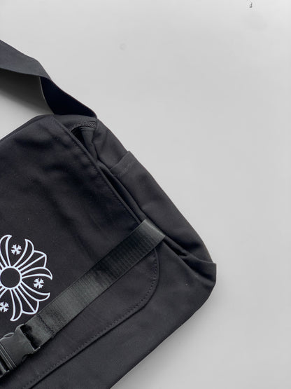 black nylon messenger bag