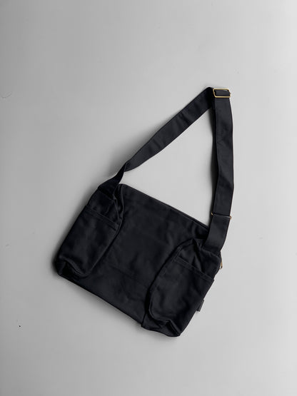 black nylon messenger bag