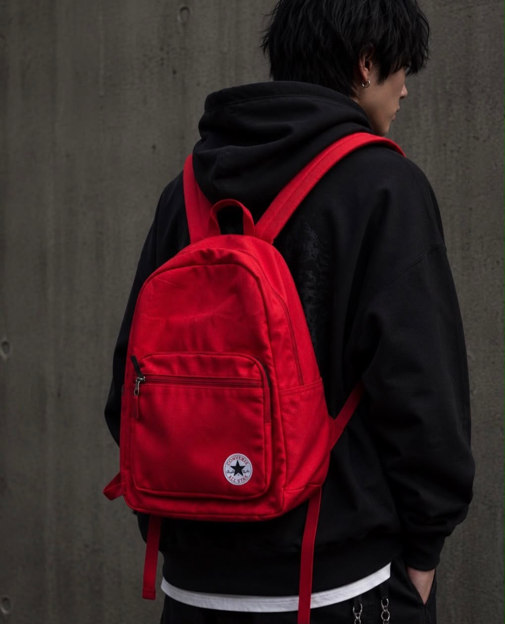 Canva Denim Red Backpack