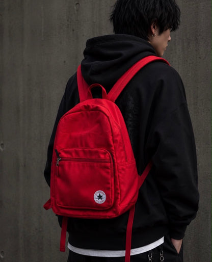 Canva Denim Red Backpack
