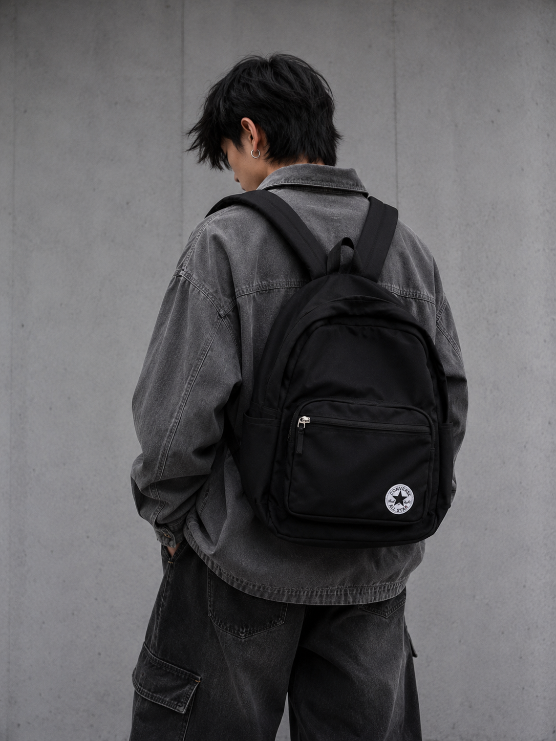 Canva Denim Black Backpack