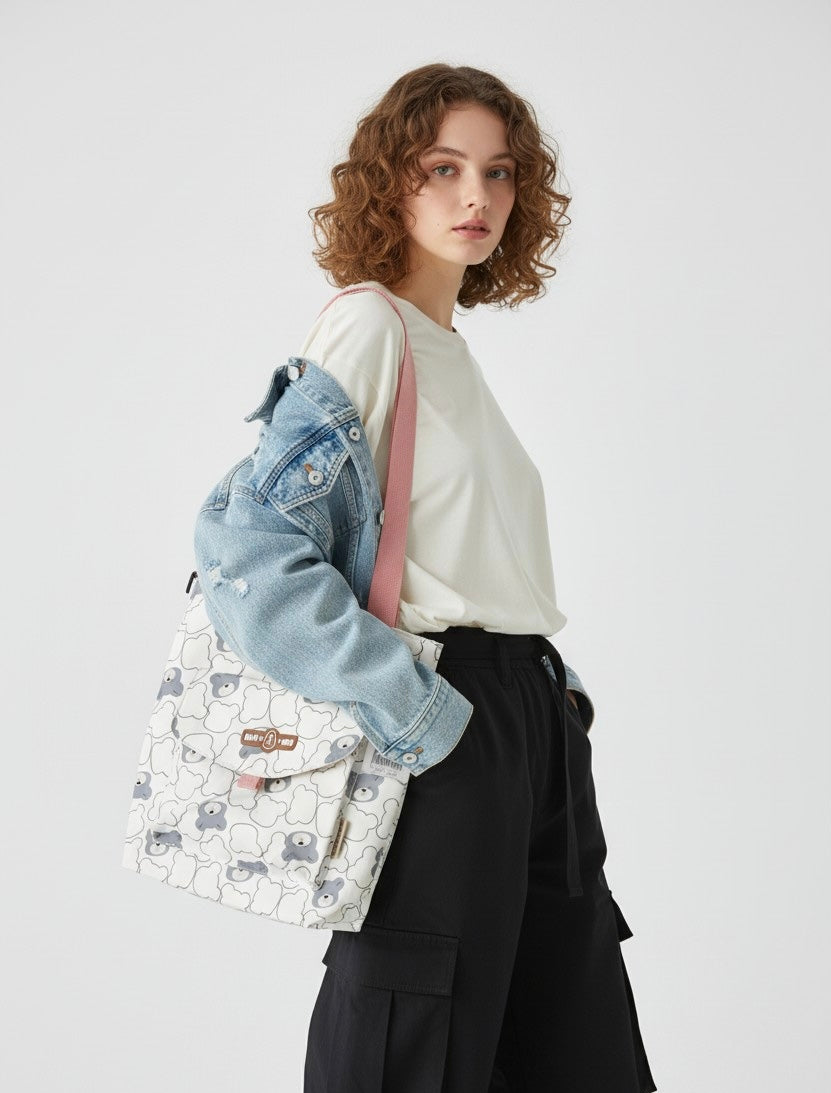 Mumu white printed tote