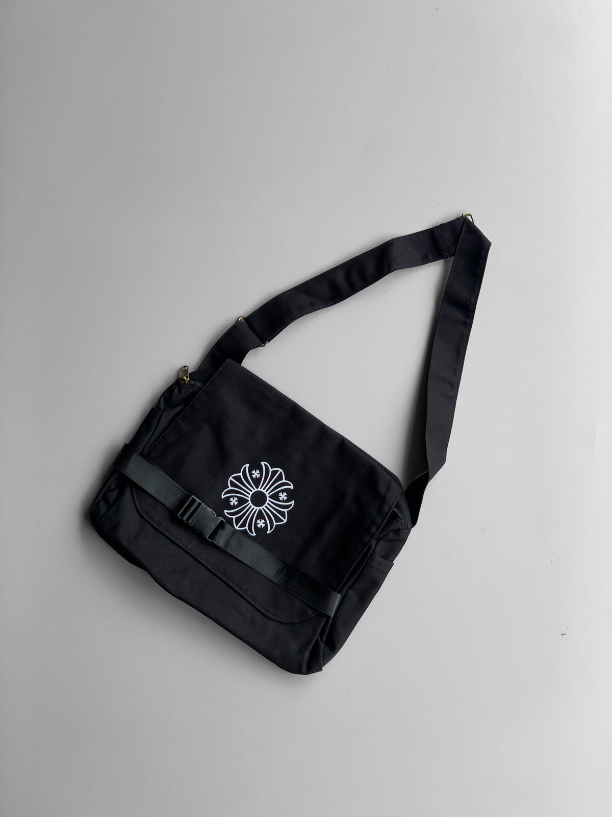 black nylon messenger bag