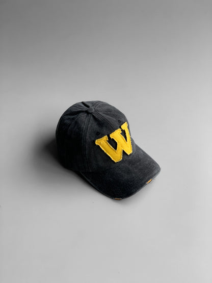 'w' distressed denim  cap