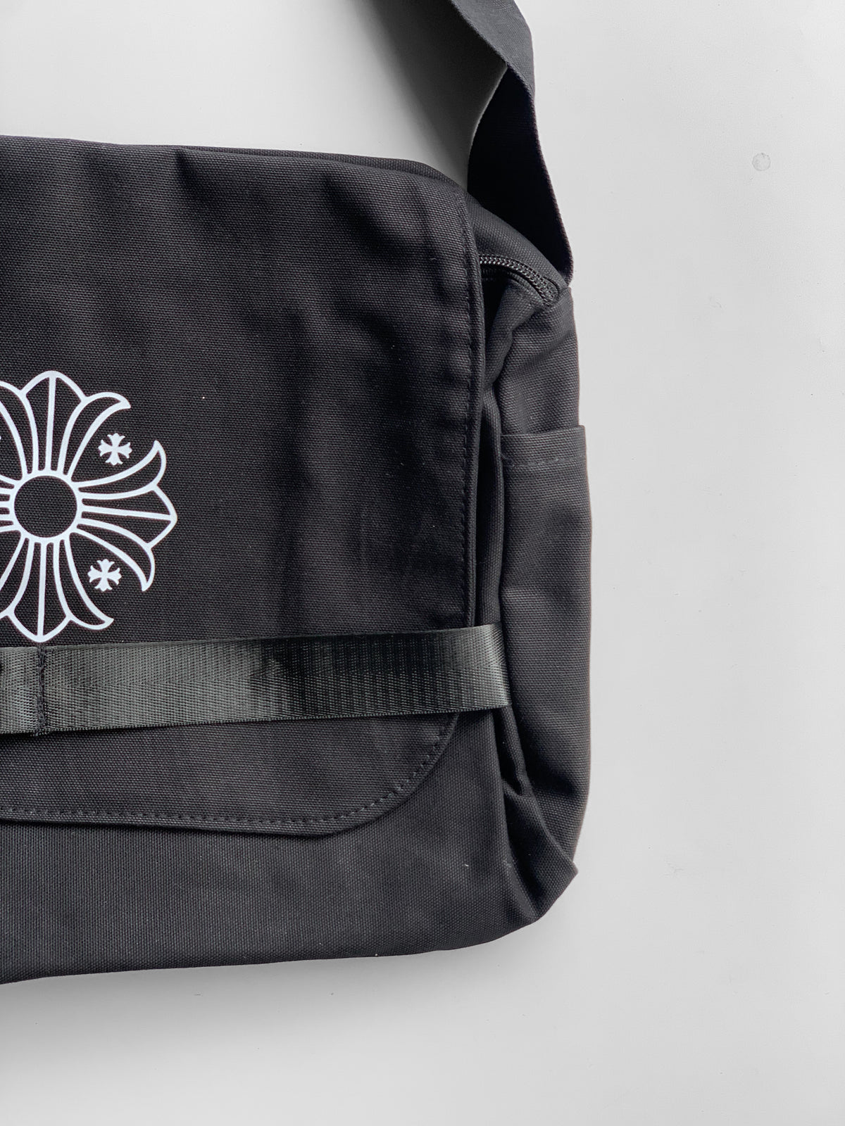 black nylon messenger bag