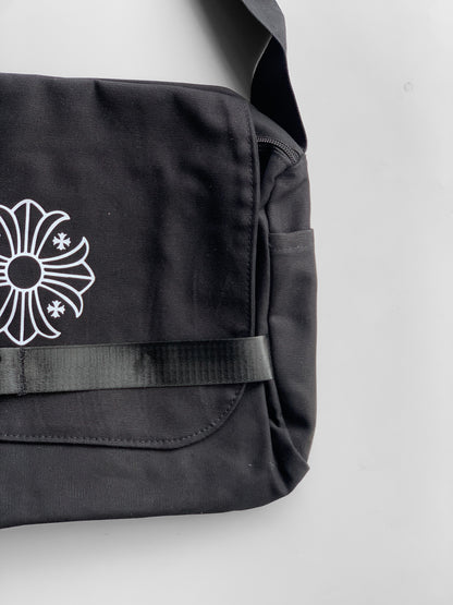 black nylon messenger bag