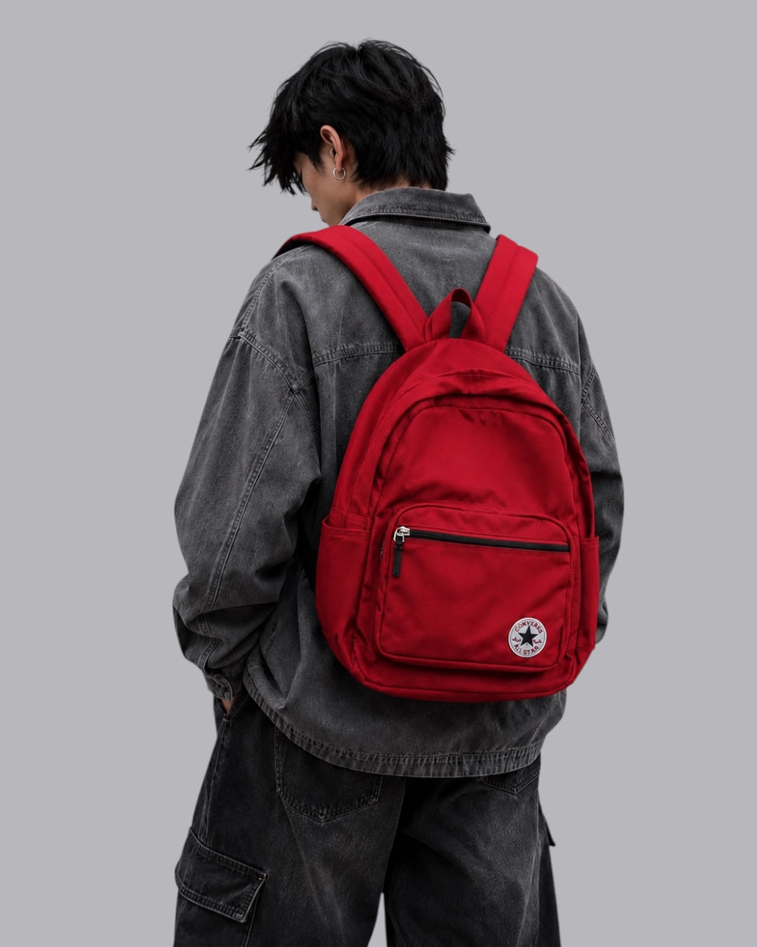 Canva Denim Red Backpack